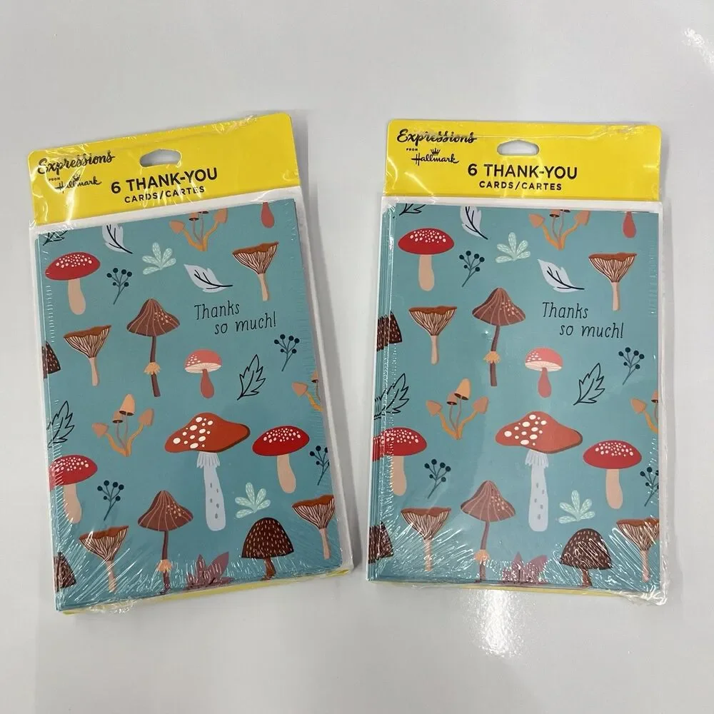 Hallmark Expressions MUSHROOMS Thank You Blank Note Cards & Envelopes Set of 12